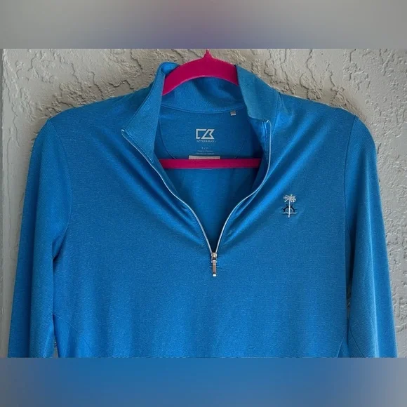 Cutter & Buck Women's Vibrant Blue Long Sleeve Top with 3/4 Zipper - Picture 2 of 8